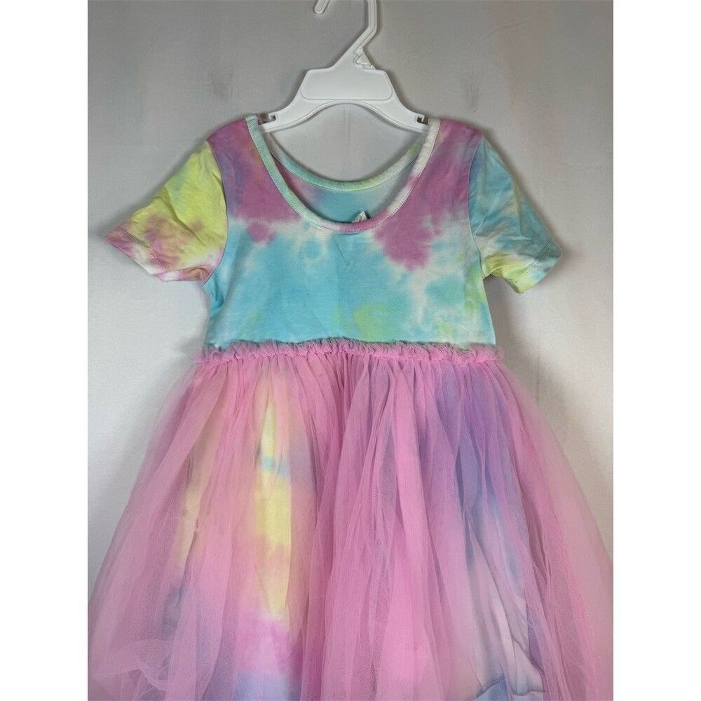 Barbie Girls Dress Size 3T Multicolor Tie-Dye Tulle Tutu Knee Length - Picture 8 of 14